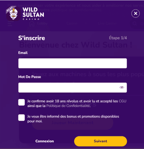 S’inscrire Wild Sultan casino